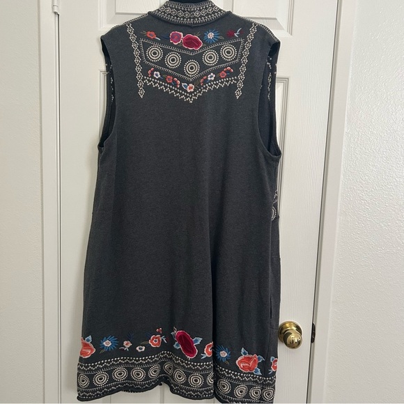 Johnny Was Embroidered Floral Sleeveless Duster | Size XL - Picture 5 of 9